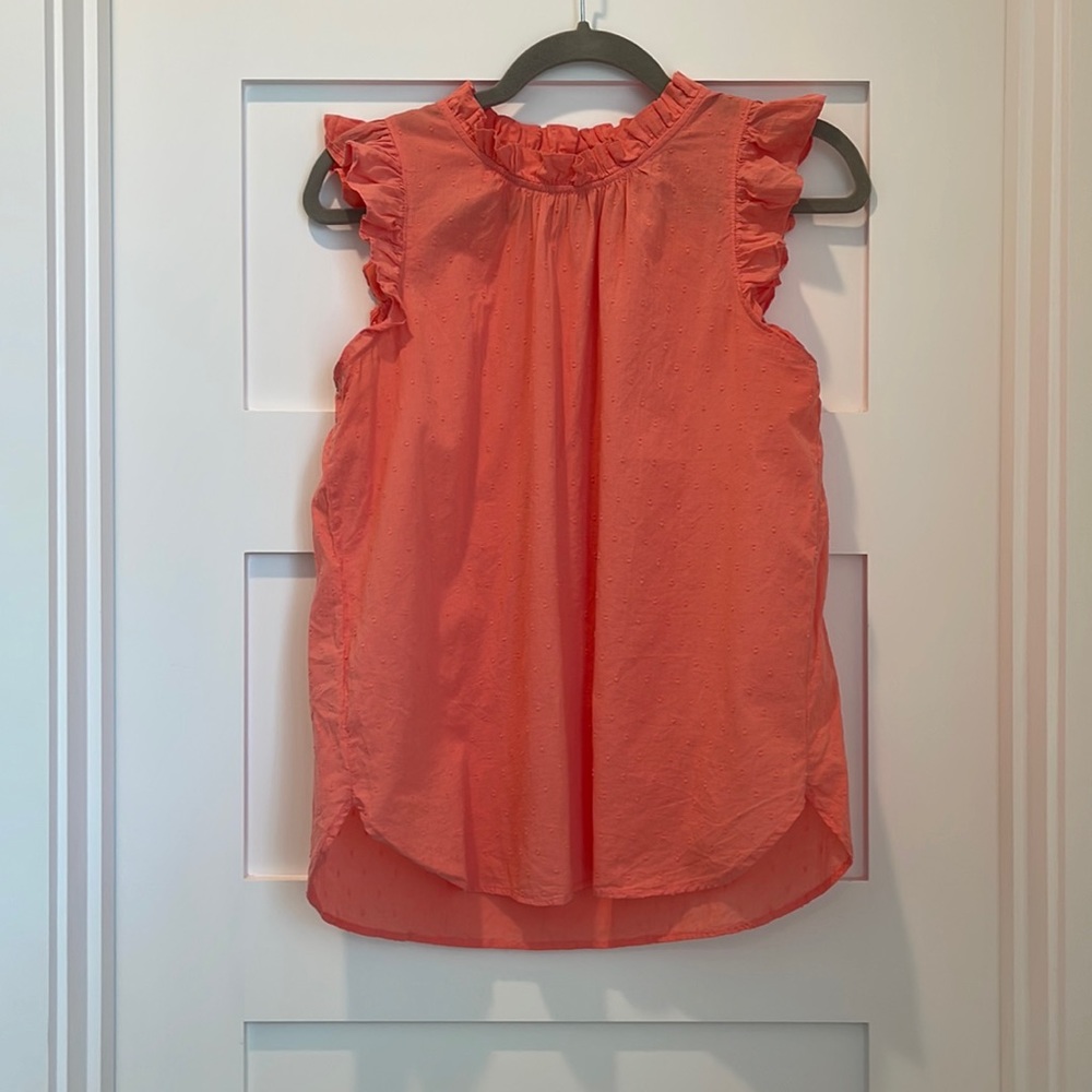 Swiss dot ruffle sleeve top